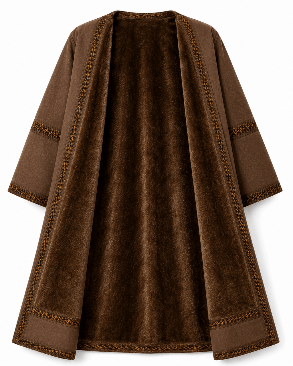 Men's traditional Jordanian Farwa winter coat full-length view