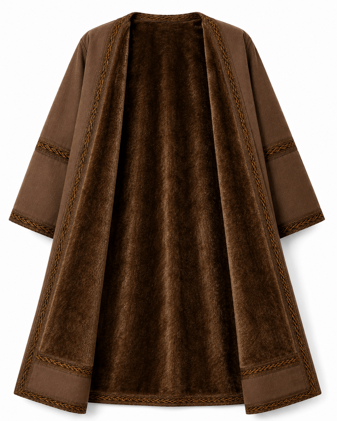 Men's traditional Jordanian Farwa winter coat full-length view