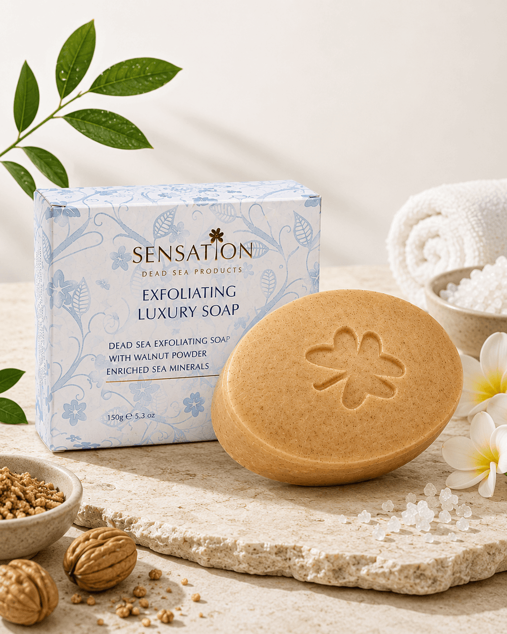 Luxury exfoliating soap with natural handmade ingredients