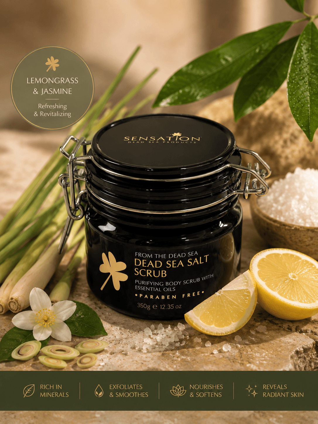 Dead Sea Salt Body Scrub Sensation 350g for smooth radiant skin