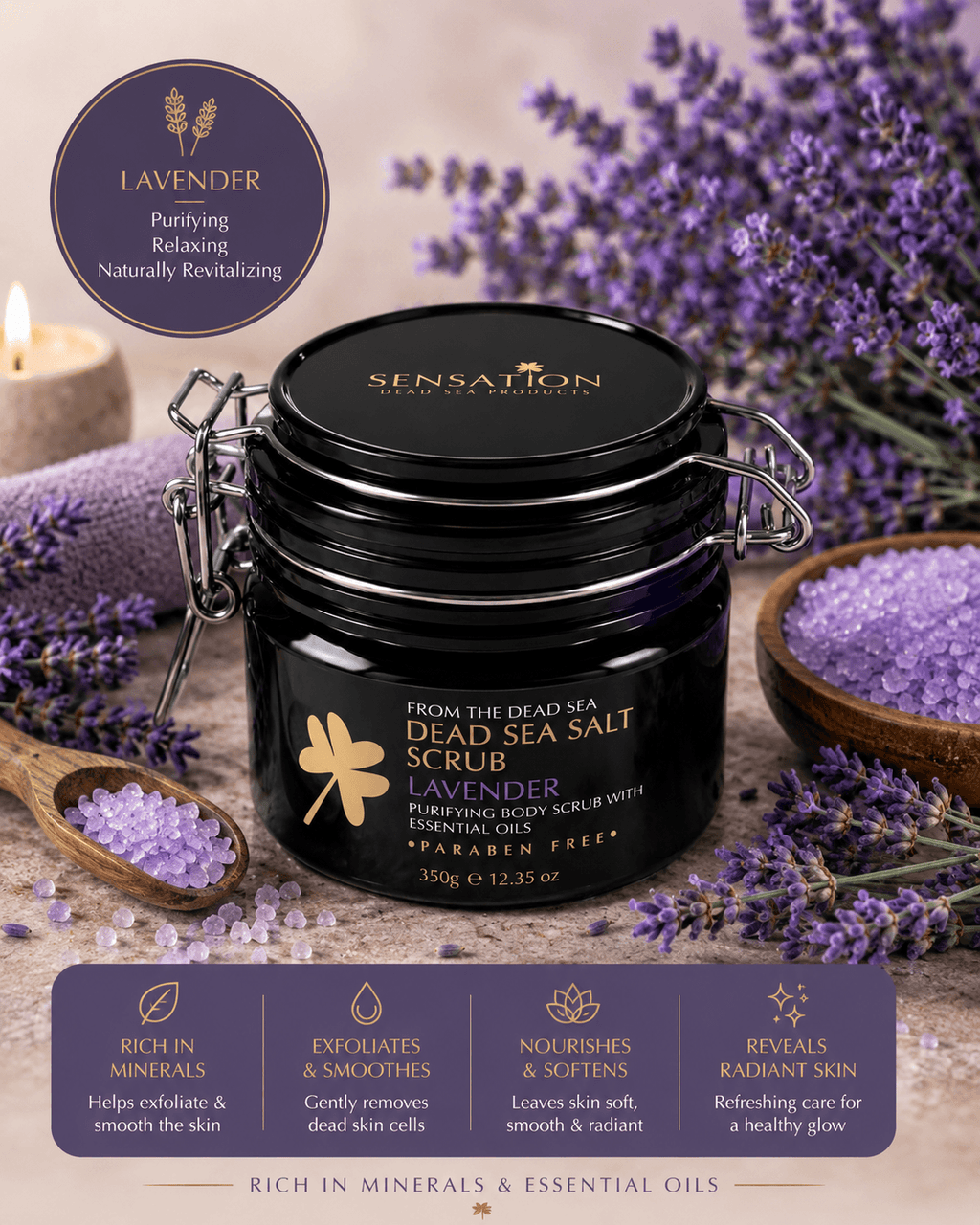 Dead Sea Salt Body Scrub Sensation 350g exfoliating body scrub