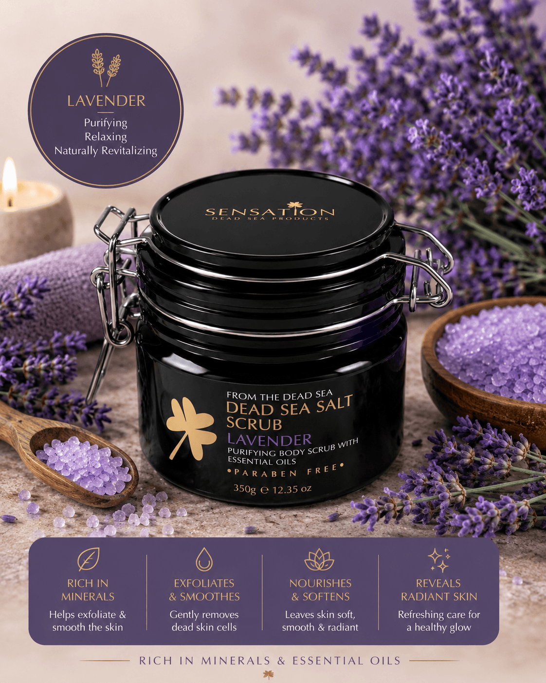 Dead Sea Salt Body Scrub Sensation 350g exfoliating body scrub
