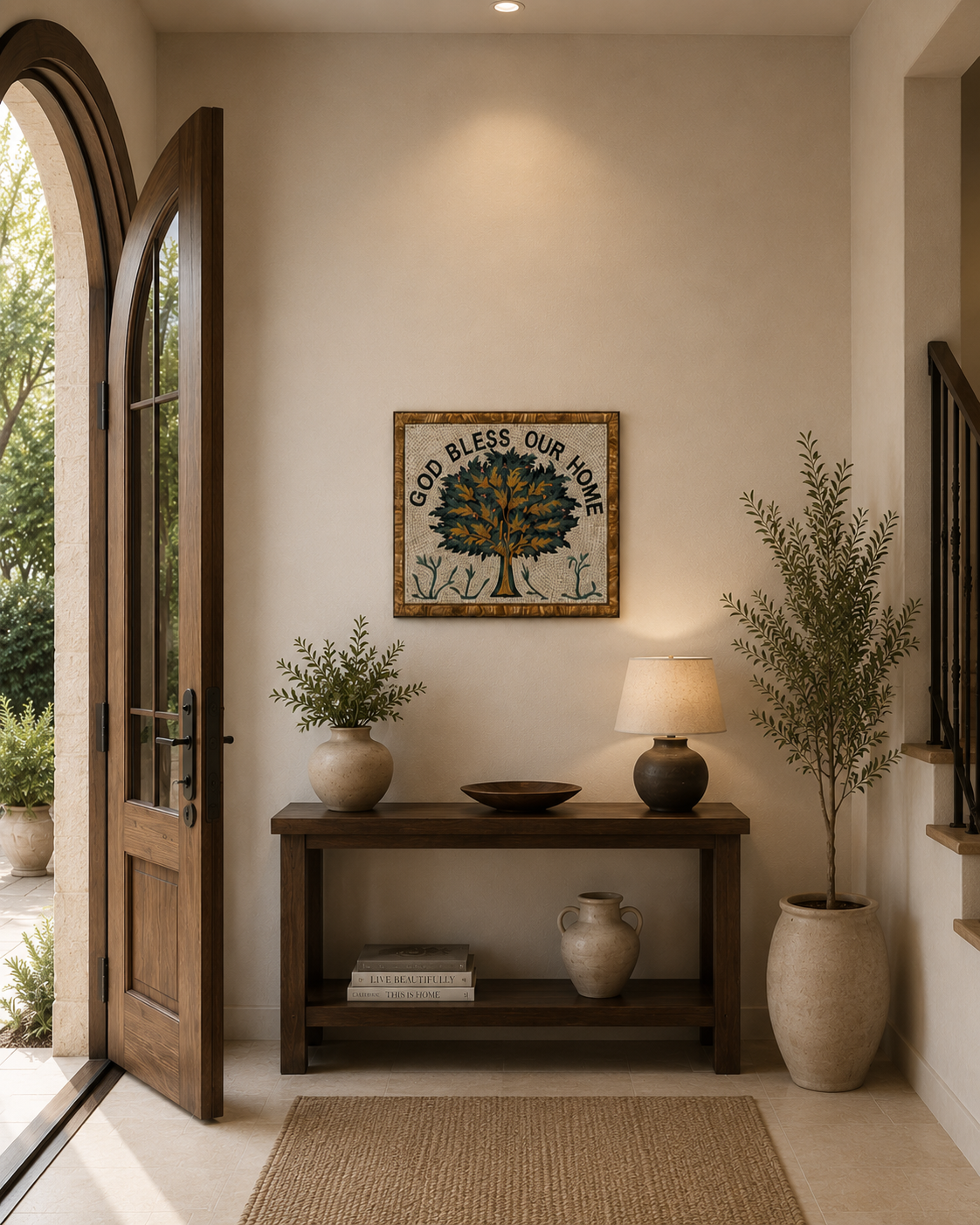 God Bless Our Home – Handcrafted Natural Stone Mosaic Wall Art