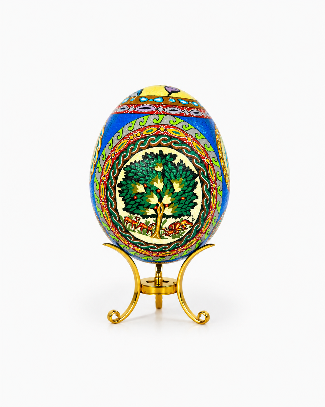 Tree of Life – Hand-Painted Real Ostrich Egg Decorative Art