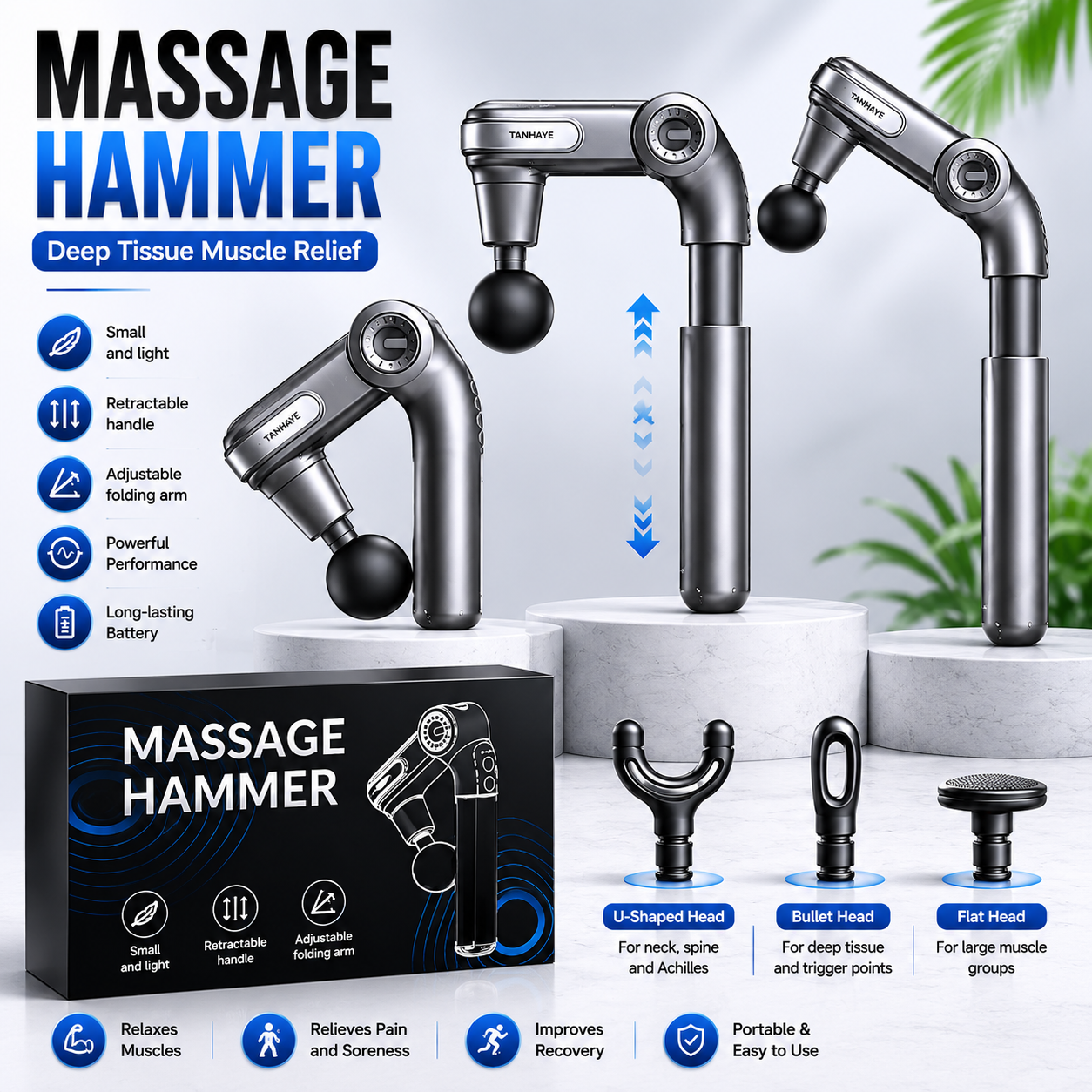 Foldable Deep Tissue Massage Hammer