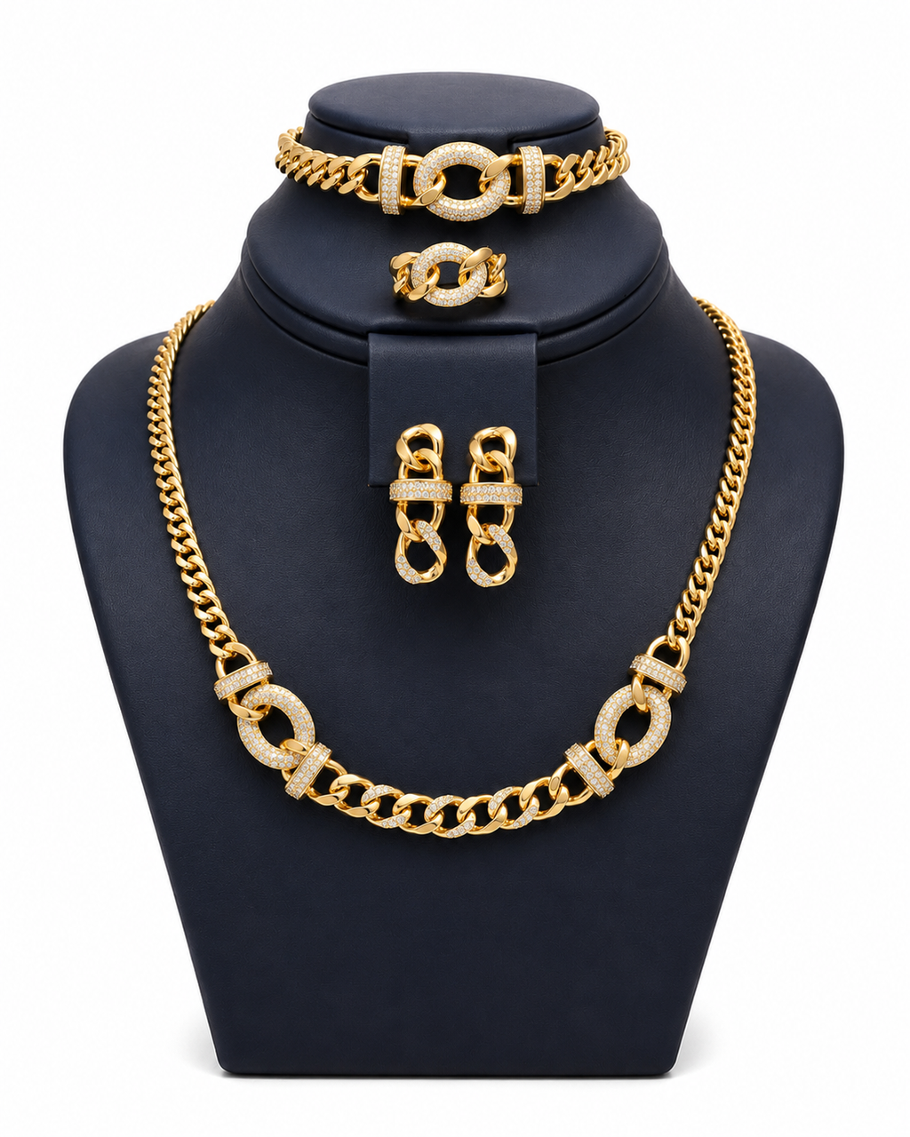 Royal Link Gold-Plated Jewelry Set – 21K Gold Plated (4-Piece Set)