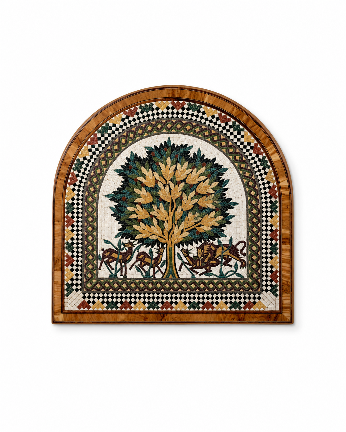 Olive Tree Mosaic Wall Art with Genuine Olive Bark Veneer Frame
