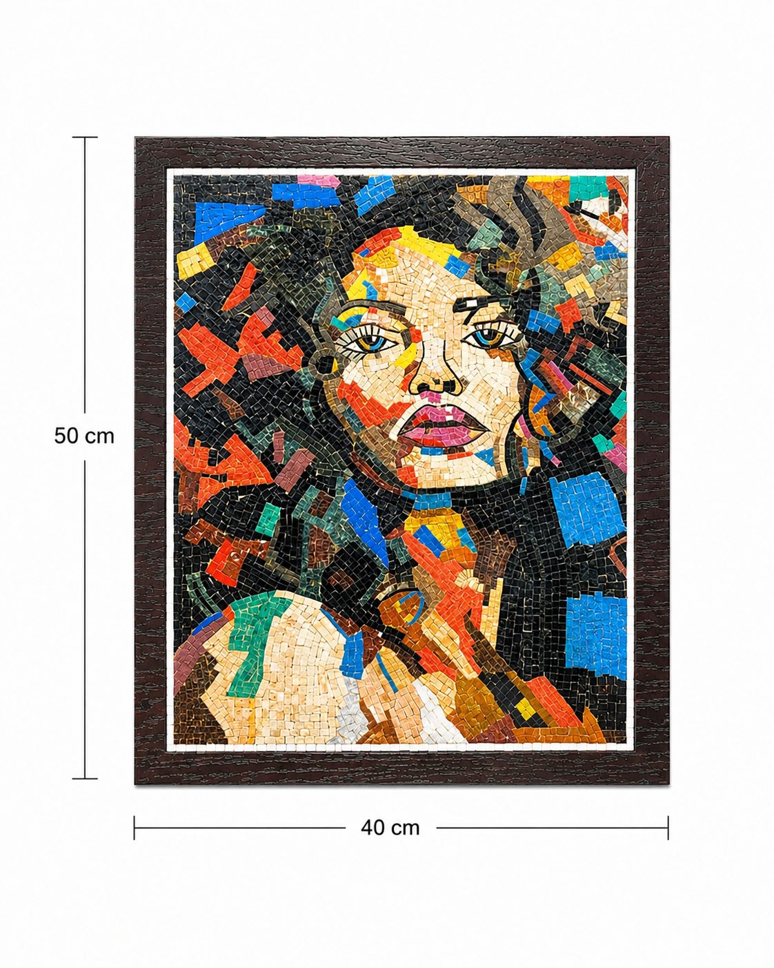 Vibrant Muse – Handcrafted Abstract Portrait Natural Stone Mosaic Wall Art