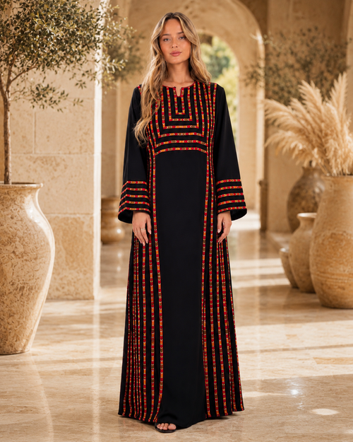 Luxury Embroidered Black Maxi Dress