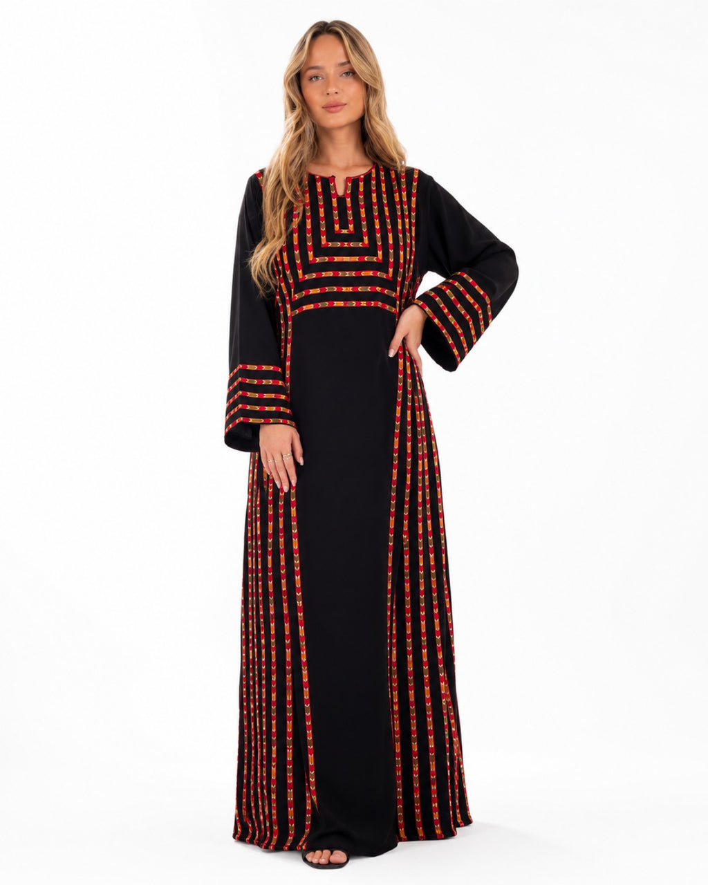 Luxury Embroidered Black Maxi Dress