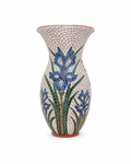 Handmade Blue Iris Mosaic Clay Vase
