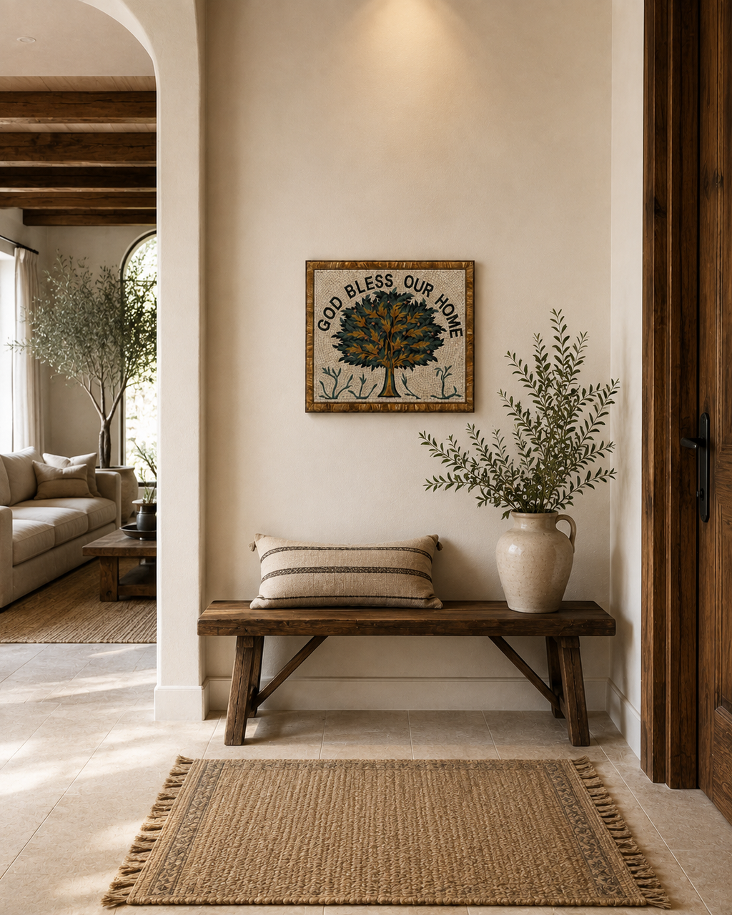 God Bless Our Home – Handcrafted Natural Stone Mosaic Wall Art