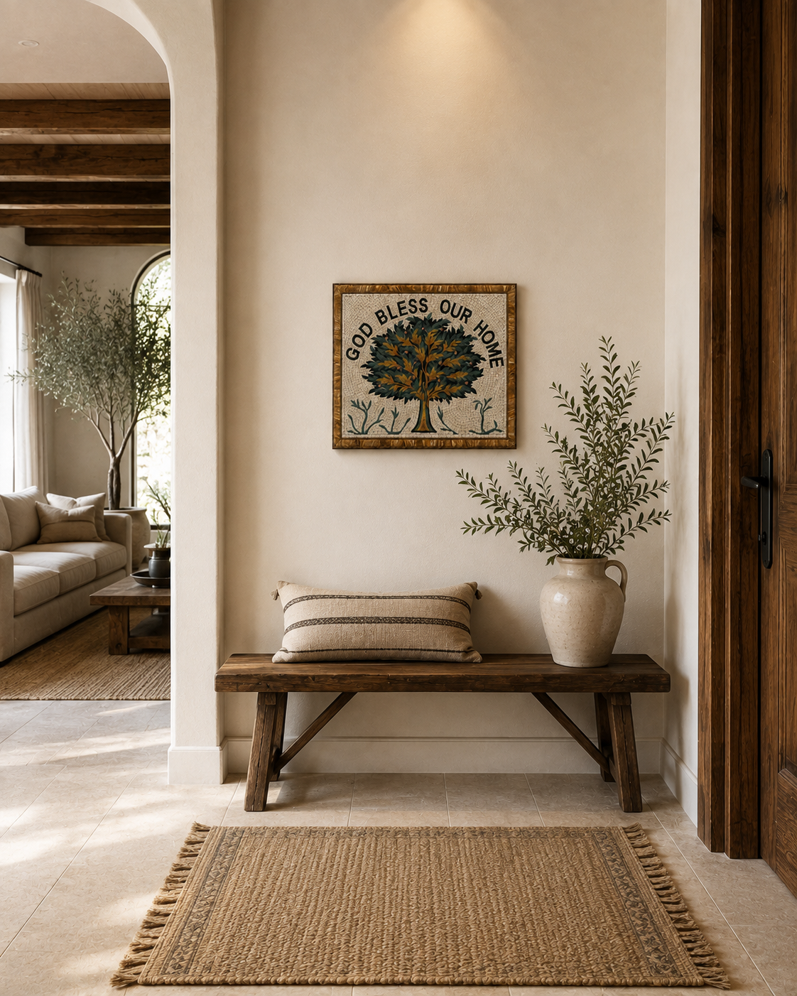 God Bless Our Home – Handcrafted Natural Stone Mosaic Wall Art