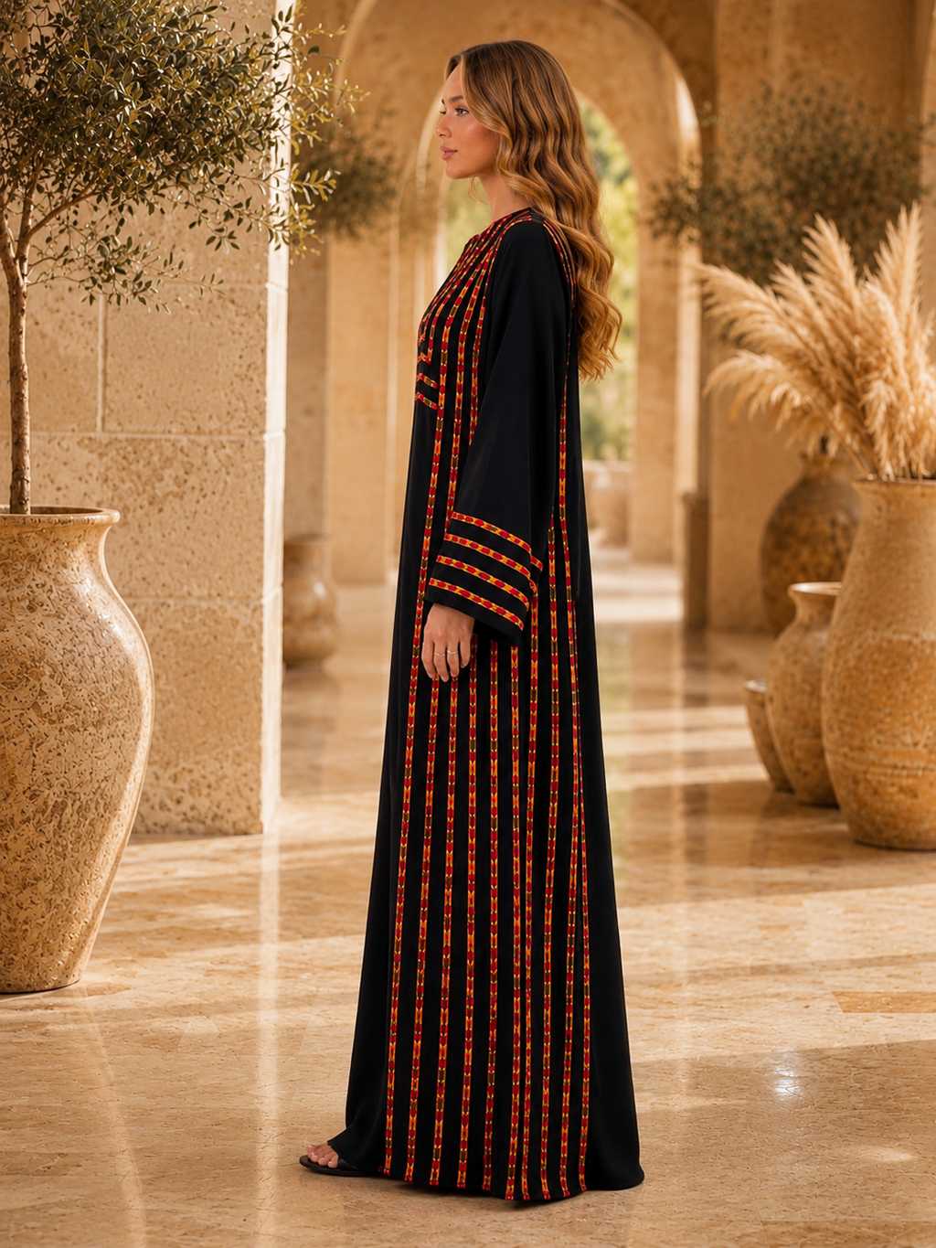 Luxury Embroidered Black Maxi Dress