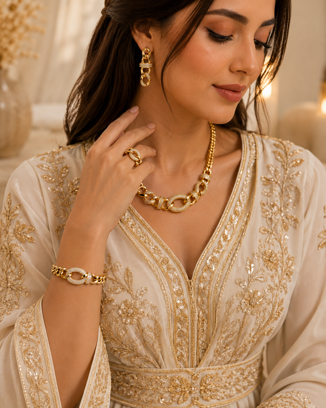 Royal Link Gold-Plated Jewelry Set – 21K Gold Plated (4-Piece Set)