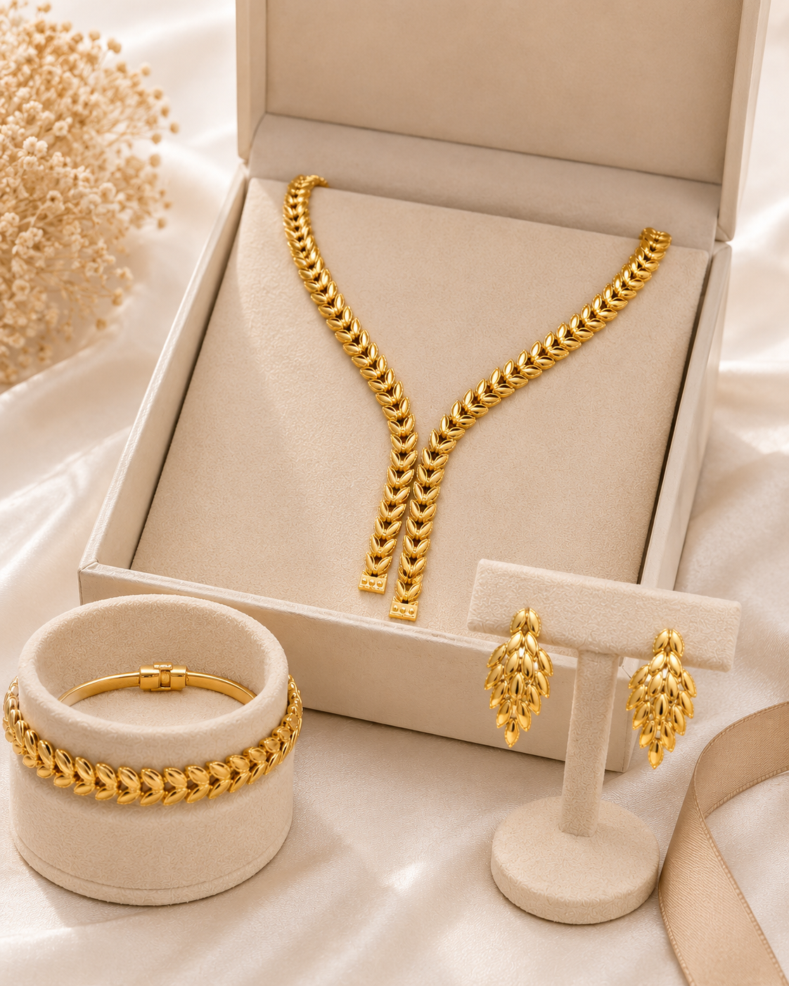 Royal Laurel 21K Gold-Plated 3-Piece Jewelry Set