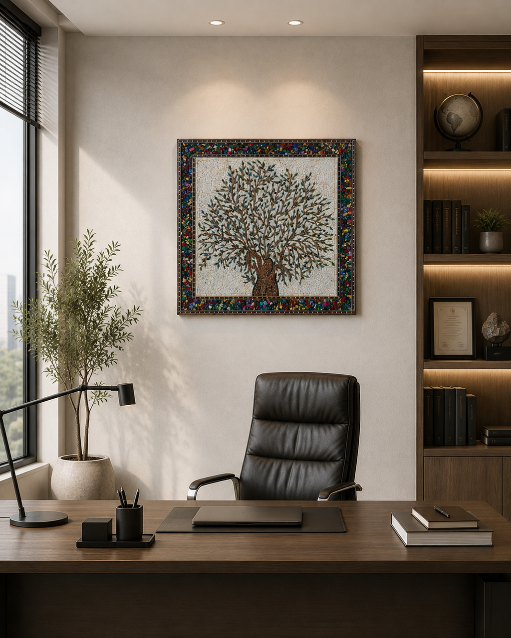 Handmade Fine Micro Mosaic Olive Tree Wall Art