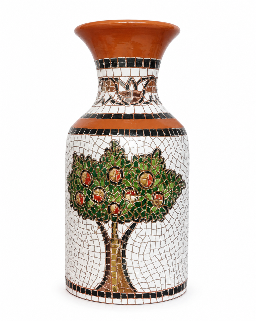 Handcrafted Mosaic Clay Vase – Pomegranate Tree