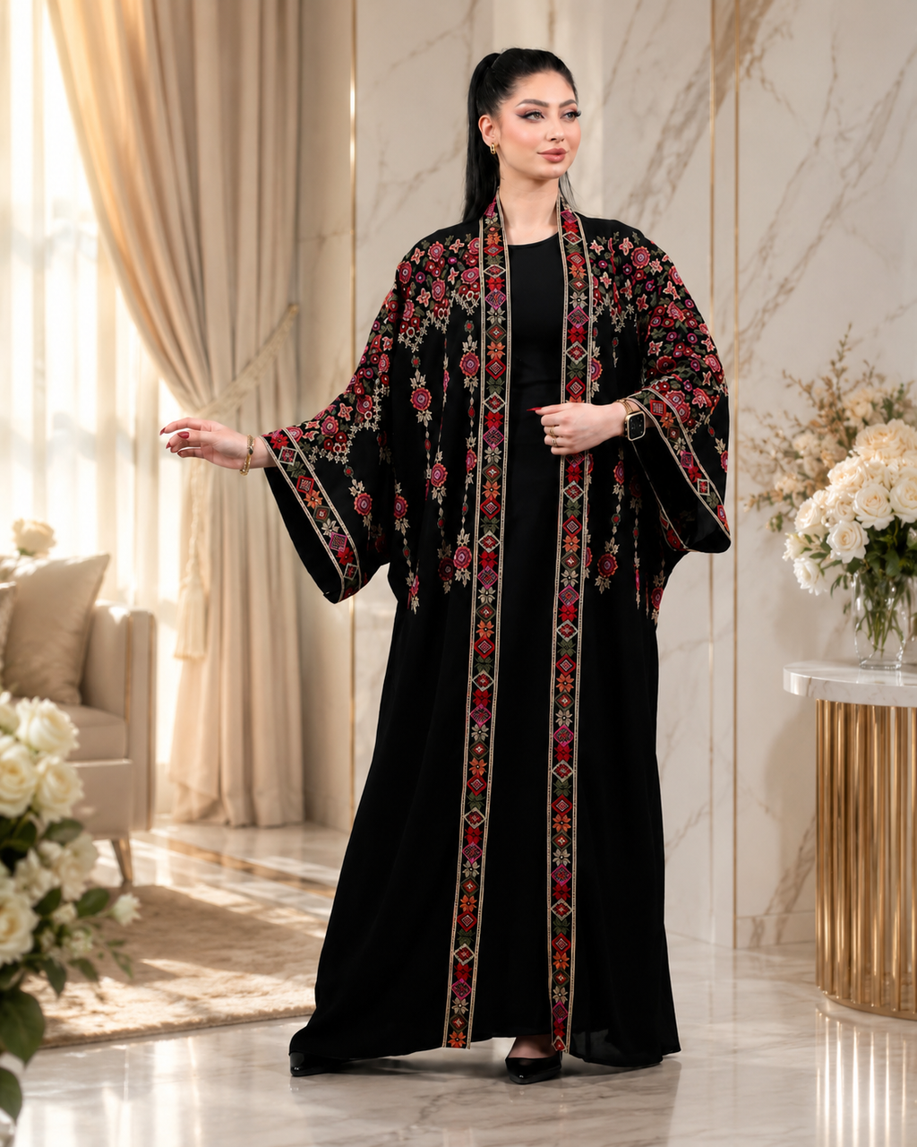 Luxury Embroidered Chiffon Bisht