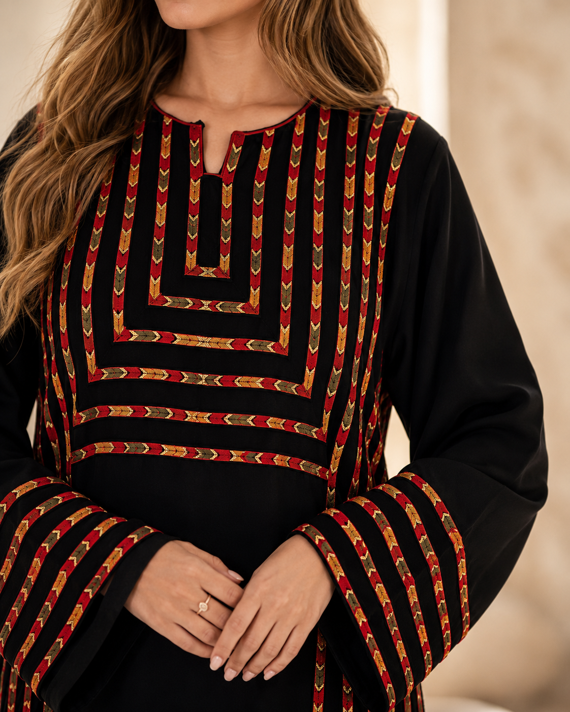 Luxury Embroidered Black Maxi Dress