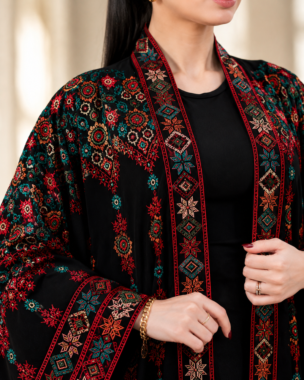 Luxury Embroidered Chiffon Bisht