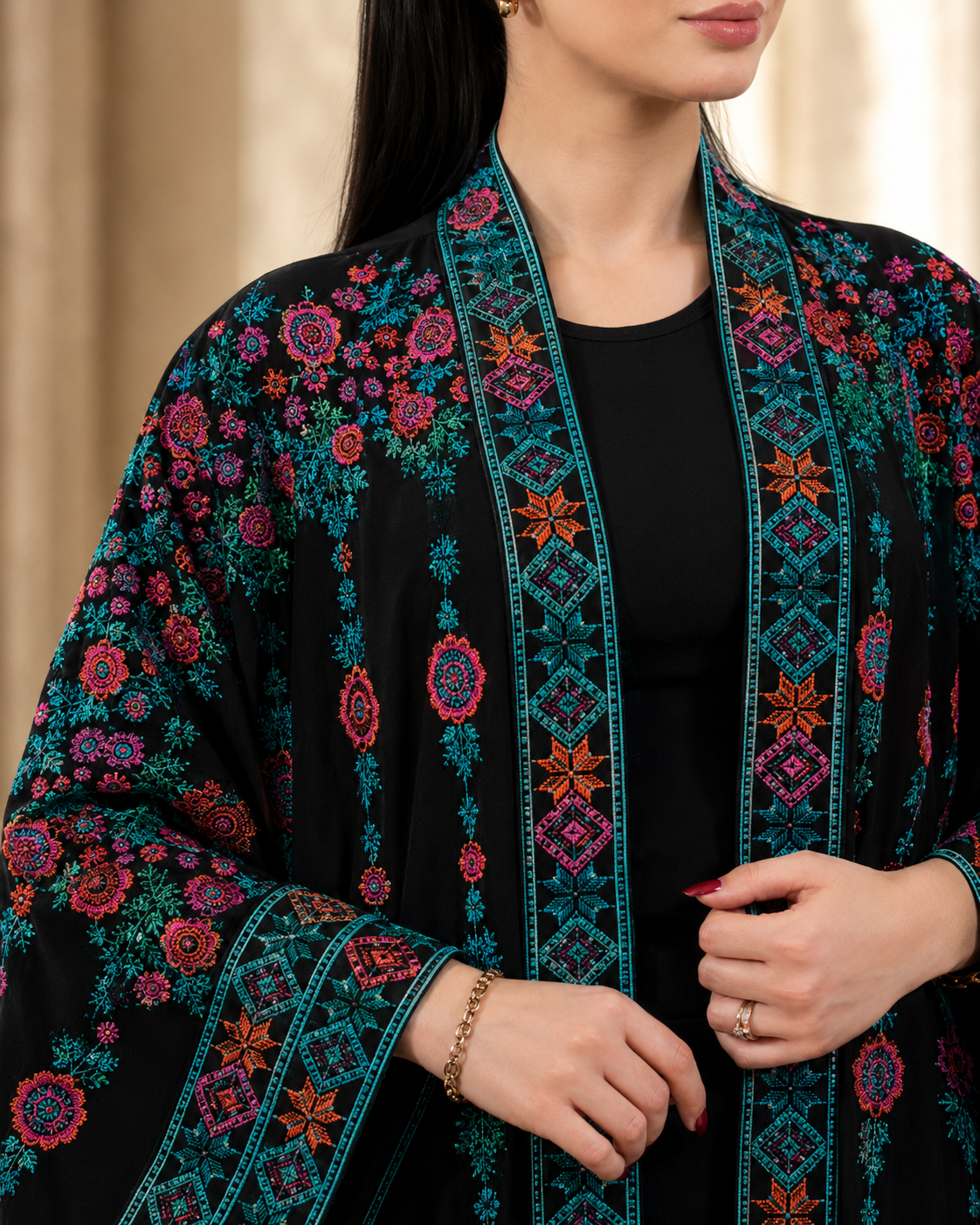 Luxury Embroidered Chiffon Bisht