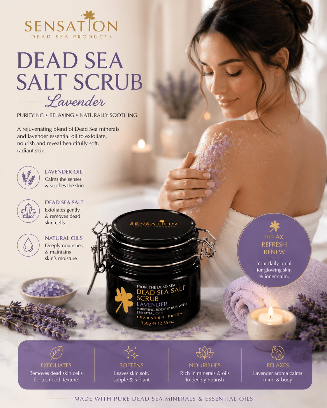 Dead Sea Salt Body Scrub Sensation 350g skincare product