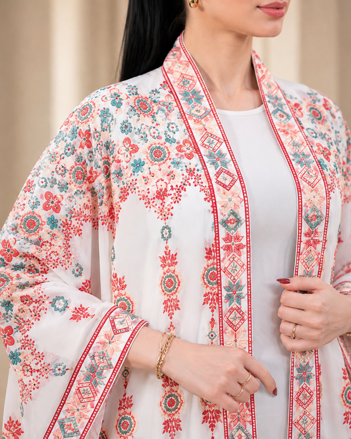 Luxury Embroidered Chiffon Bisht