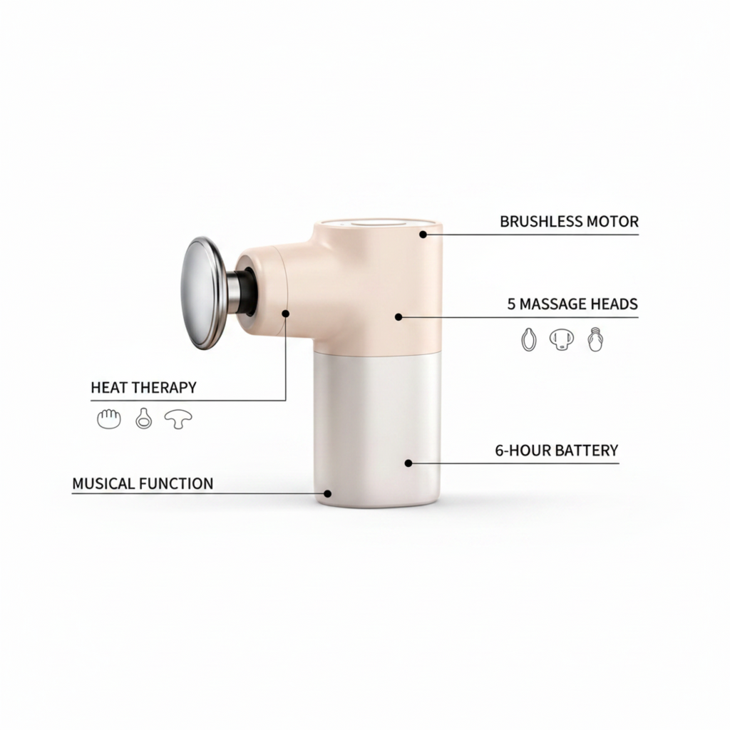 Relaxora Pulse Mini specifications infographic